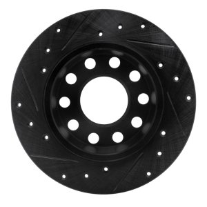 Volkswagen EuroVan Brake Rotor (1) - Front Right - R1 Concepts - Drilled & Slotted - Black - `01-`03